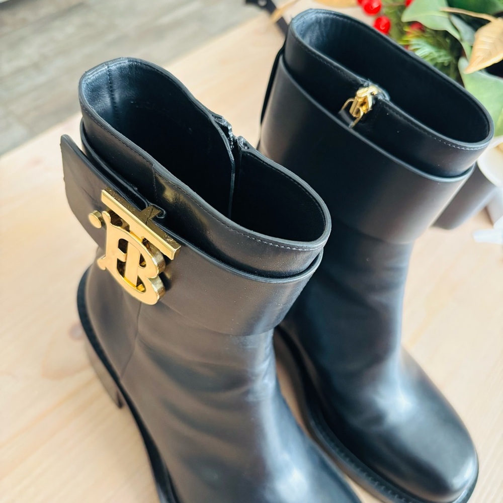 Burberry Westella 65 Leather Ankle Boots Women’s 39.5 9.5 Chunky Block Heel‎ - Picture 11 of 13